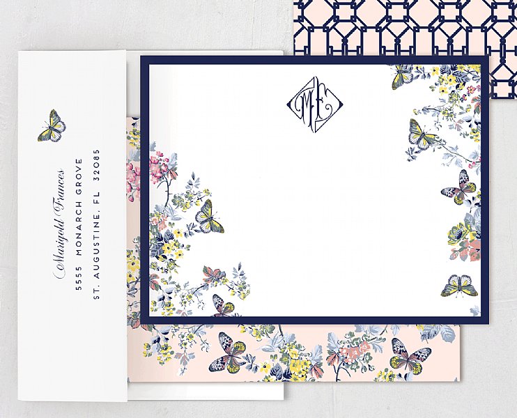 Sunset Butterfly Chintz Stationery Set