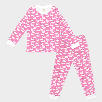 Pink Swan Children's Long Sleeve PJ Set