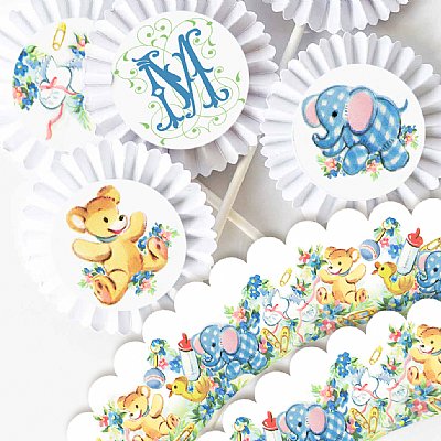 Baby Days Monogram Cupcake Kit (Blue)