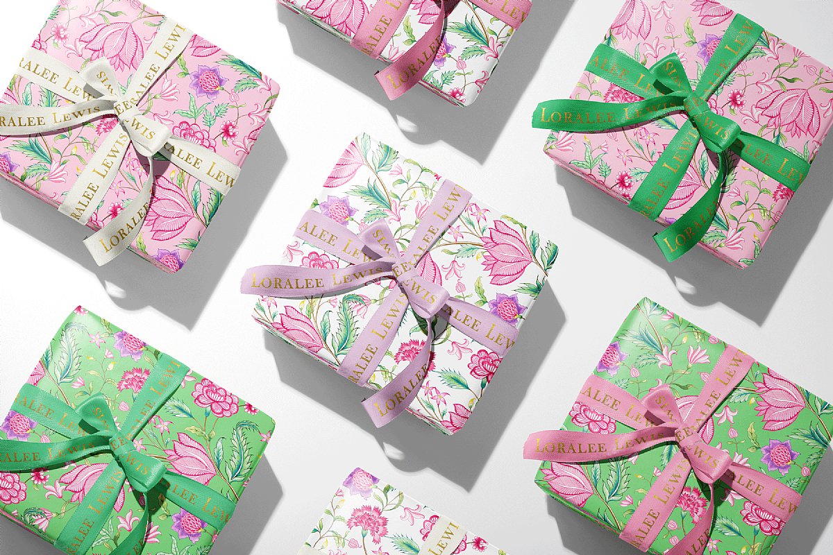  Pink Green Ivy Leaf Wrapping Paper Gift Wrap Party