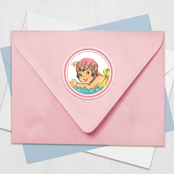 Sweetie Swim Cap Circle Stickers