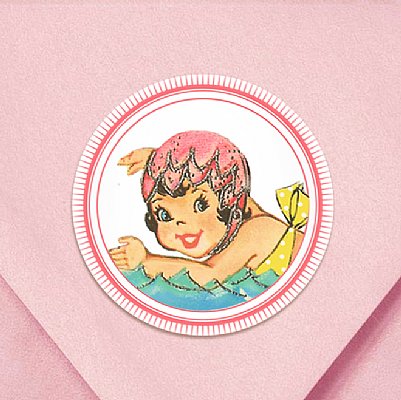 Sweetie Swim Cap Circle Stickers