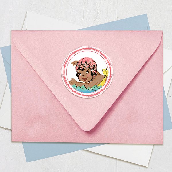 Sweetie Swim Cap (Brown Tone) Circle Stickers