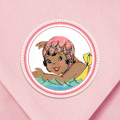 Sweetie Swim Cap (Brown Tone) Circle Stickers