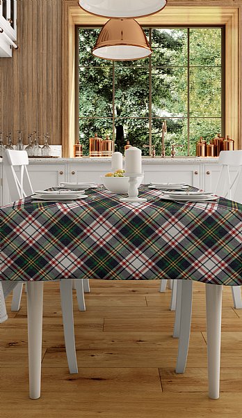 Navy Holiday Tartan Tablecloth