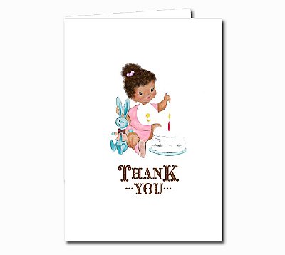 Vintage First Birthday Girl Thank You Notes (Fair) 