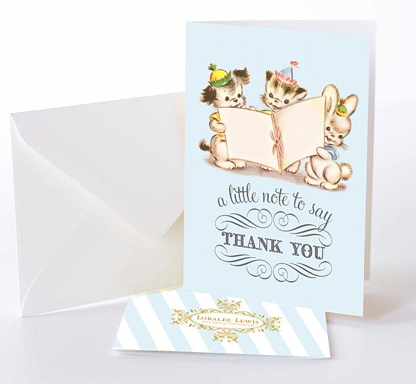 Tiny Trio Blue Thank You Notes