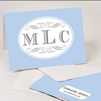 Pram Cameo Monogram Thank You Notes