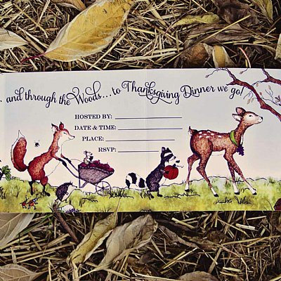 Through the Woods Thanksgiving Tri-fold Invite-Blank