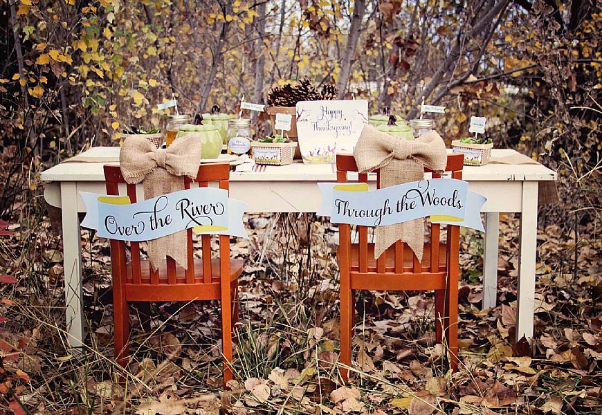 Through the Woods Chair Backers Scroll Signs