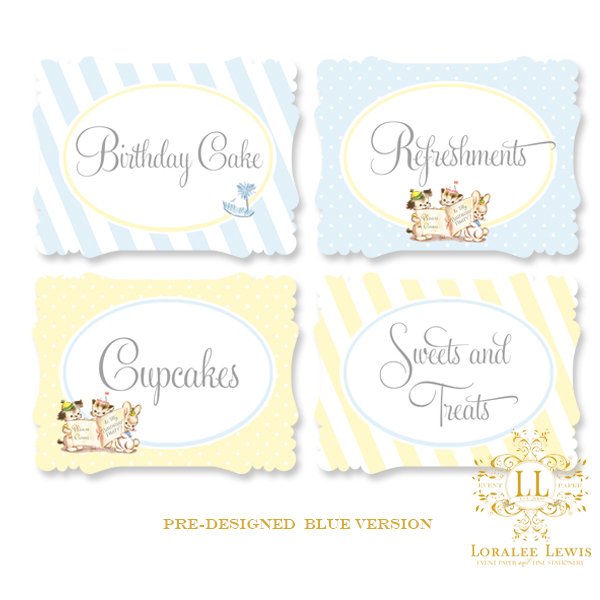 Tiny Trio Buffet & Party Signs (blue)