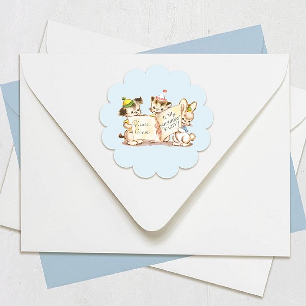 Tiny Trio Blue Scallop Circle Stickers 