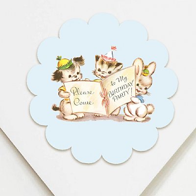 Tiny Trio Blue Scallop Circle Stickers 