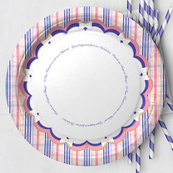 Purple Plaid Paper Dinner Plates (Unicorn Collection)