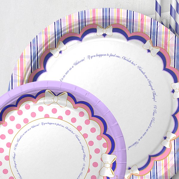 Purple Plaid Paper Dinner Plates (Unicorn Collection)
