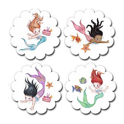 Mermaid Scalloped Circle Stickers