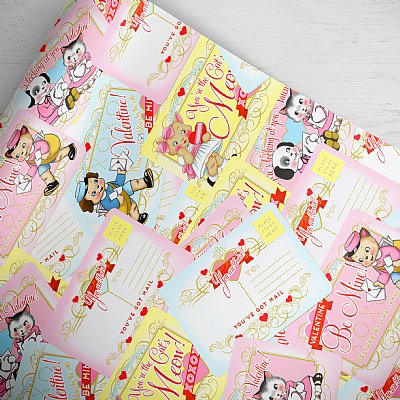 Valentine Postcard Gift Wrap