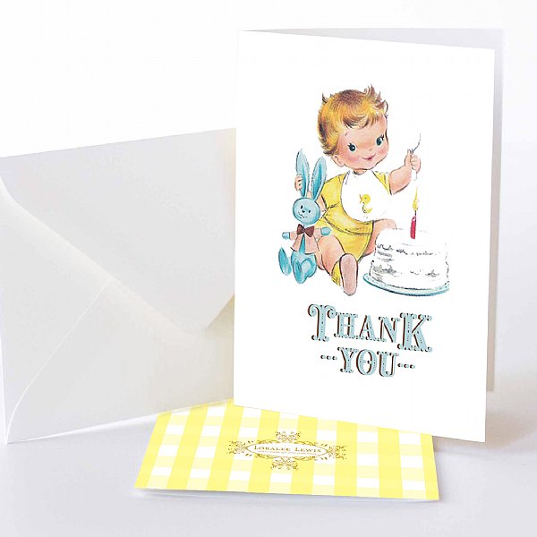 Vintage First Birthday Thank You Notes