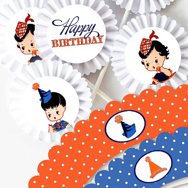 Vintage Birthday Cupcake Kit