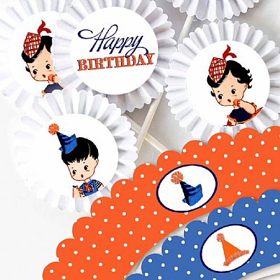 Vintage Birthday Cupcake Kit