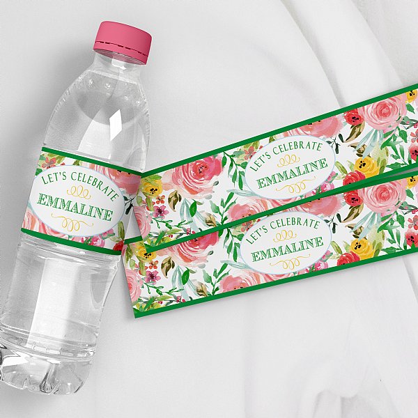 Happy Floral Water Bottle Labels