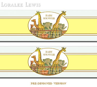 Noah's Ark Baby Shower Bubble Favor Labels