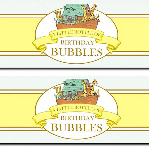 Noah's Ark Baby Shower Bubble Favor Labels