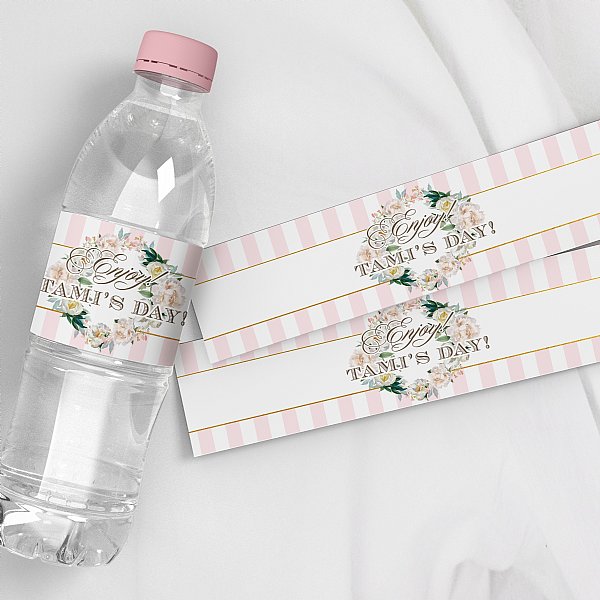 Sunrise Garden Stripe Water Bottle Labels