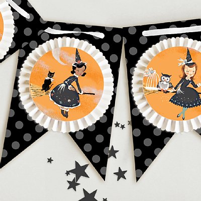 Witches Tea Rosette Pennant Banner
