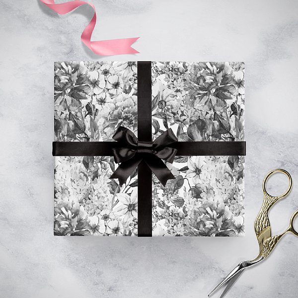 Black and White Floral Gift Wrap