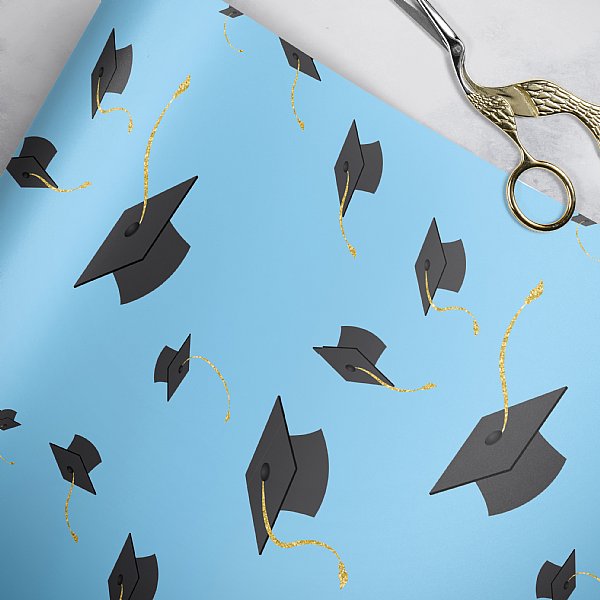 Graduation Caps (Blue) Gift Wrap