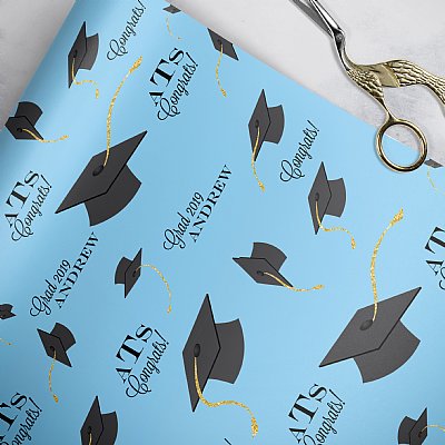 Personalized Graduation Caps (Blue) Gift Wrap