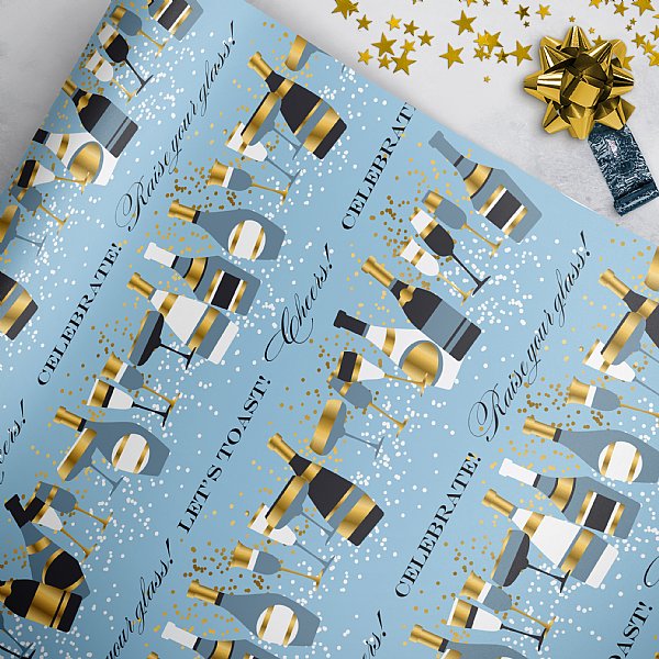 Pop the Champagne (Blue) Gift Wrap