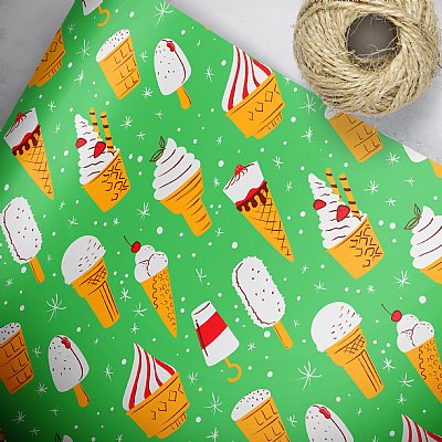 Ice Cream Gift Wrap (Green)