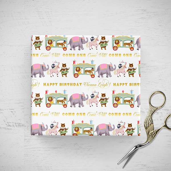 Circus Gift Wrap (White)