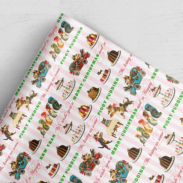 Felines & Figgy Pudding Christmas Gift Wrap