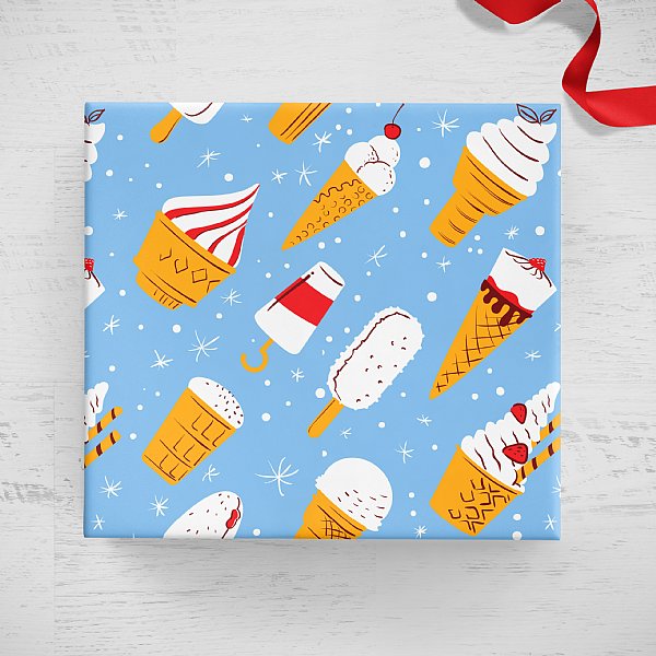 Ice Cream Gift Wrap (Blue)