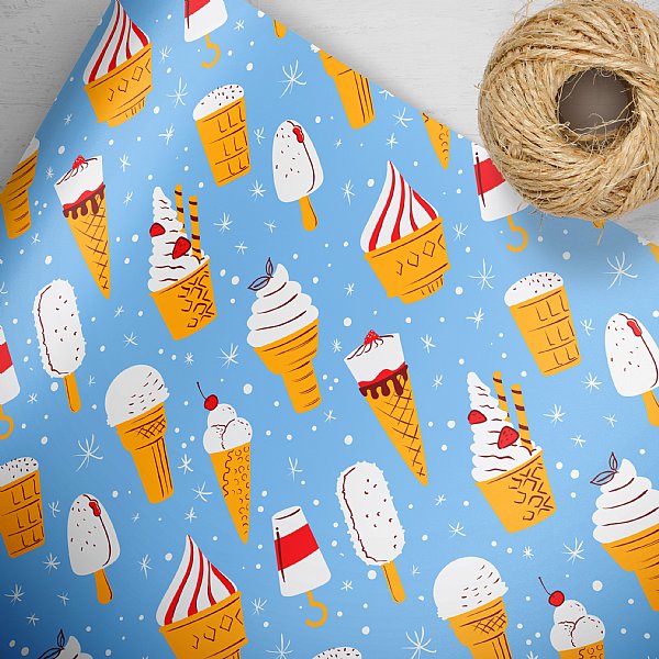 Ice Cream Gift Wrap (Blue)