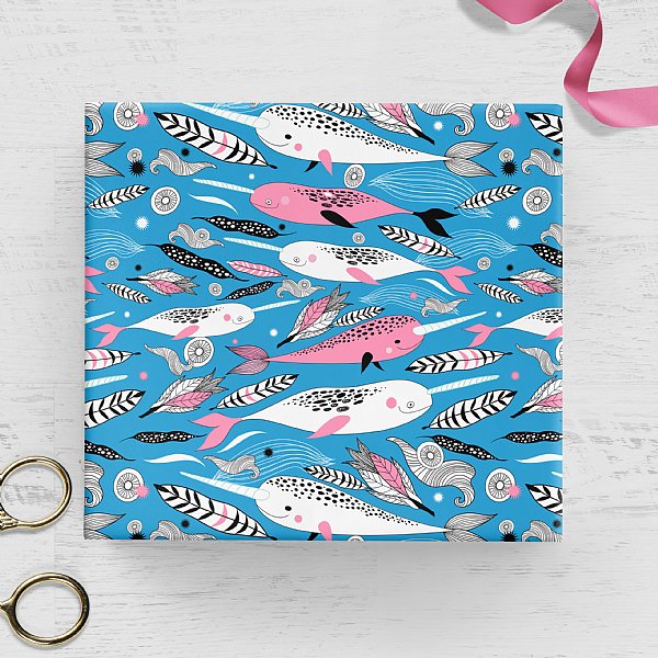 Narwhals Gift Wrap (Pink & Blue)