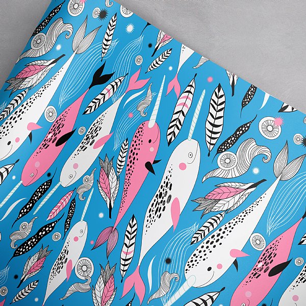 Narwhals Gift Wrap (Pink & Blue)