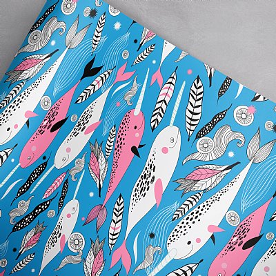 Narwhals Gift Wrap (Pink & Blue)