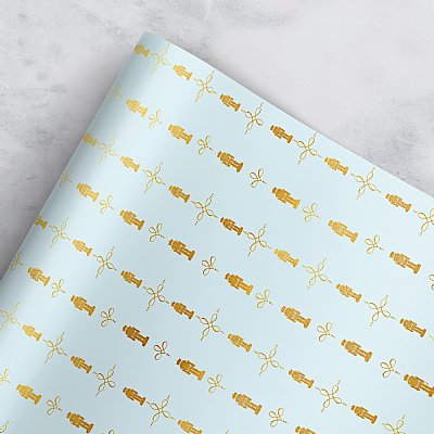 Nutcracker Blue Christmas Gift Wrap 