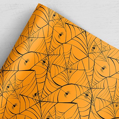 Spider Web Orange Wrapping Paper