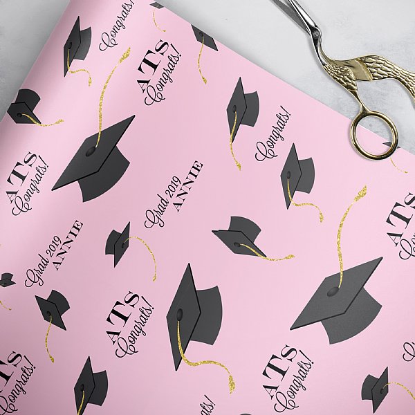 Personalized Graduation Caps (Pink) Gift Wrap
