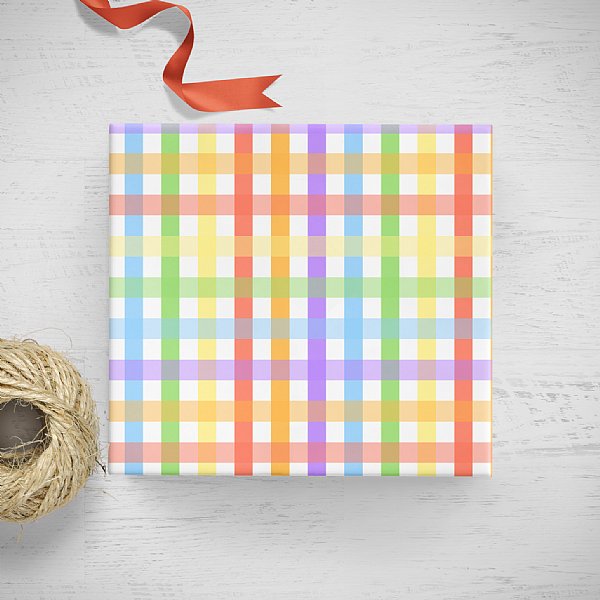 Rainbow Plaid Gift Wrap