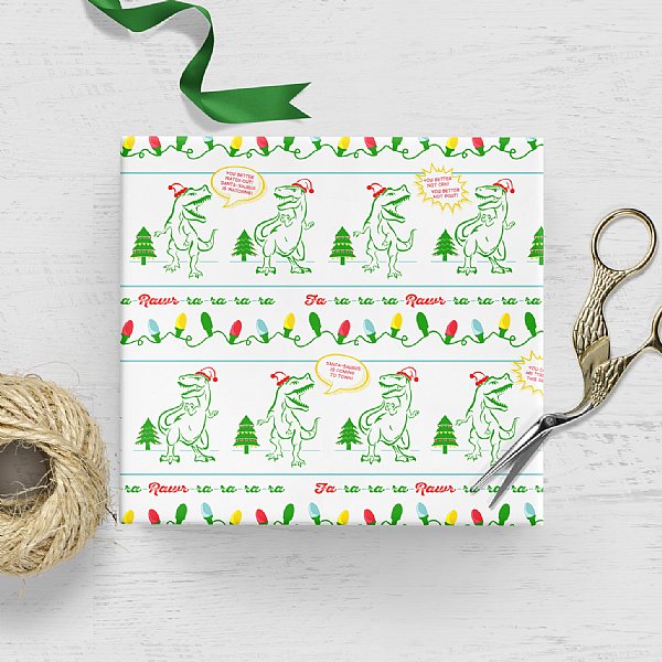 Dino Santa Gift Wrap