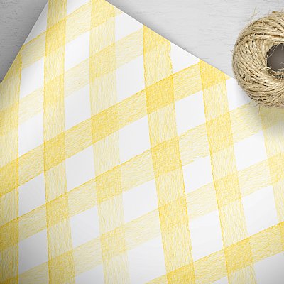 Nursery Rhyme Yellow Gingham Gift Wrap